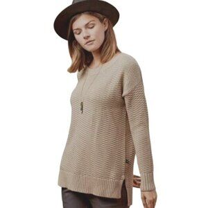 United‎ by Blue, S, Himley Waffle Knit Sweater 100% Organic Cotton, Neutral Tan